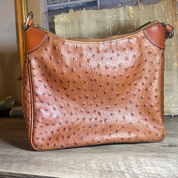 Dooney & Bourke Ostrich-Embossed Brown Shoulder Bag - Picture 5 of 5